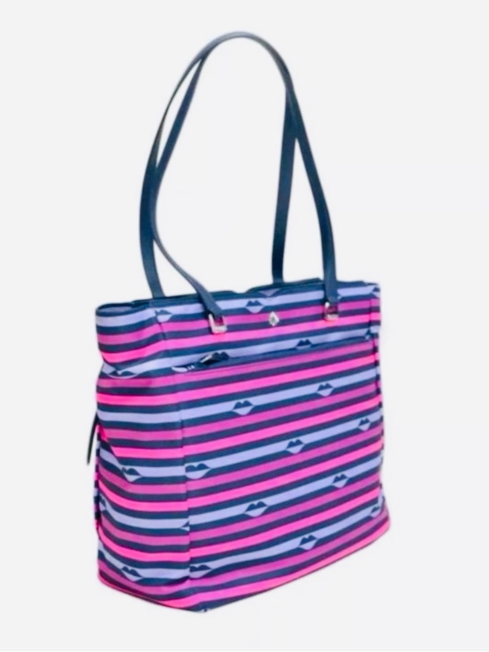NWT!! Kate Spade Patrice Lip Pink/Purple/Navy Striped Tote Bag Shoulder Bag